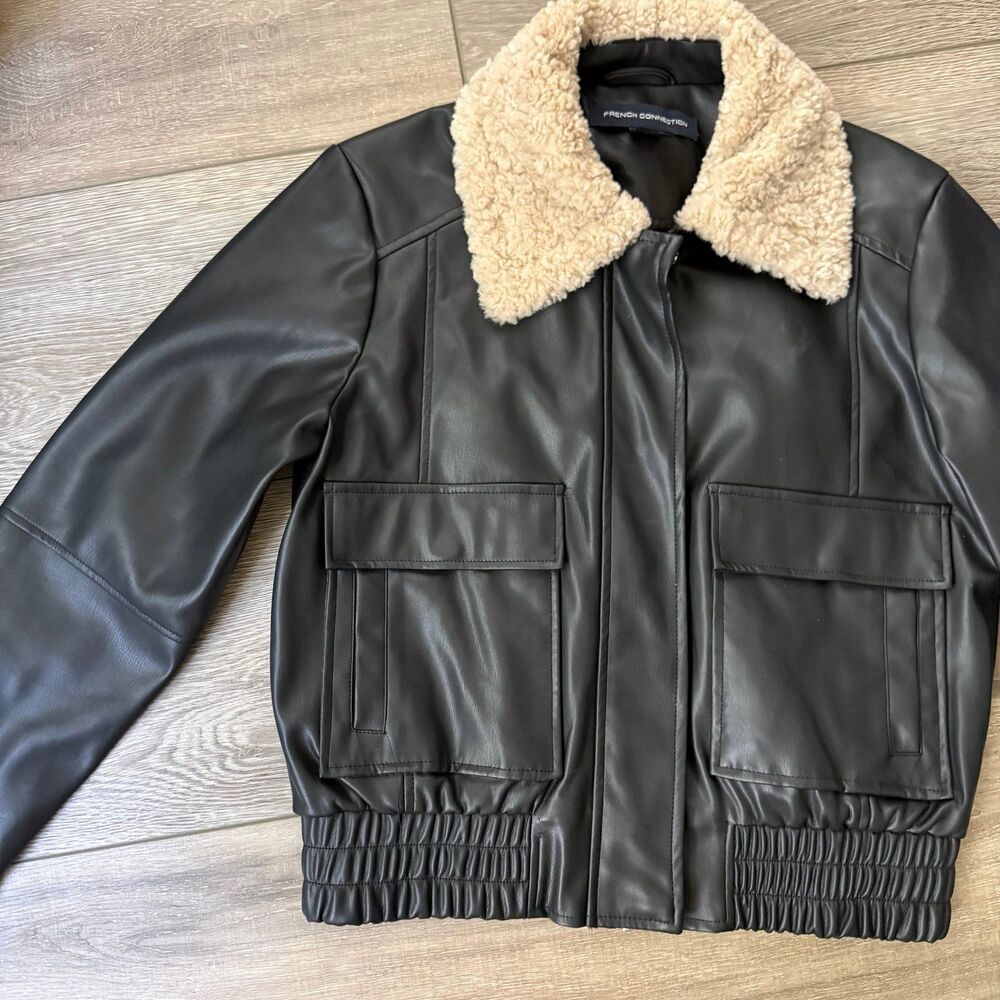 French Connection Faux Fur Leather Jacket